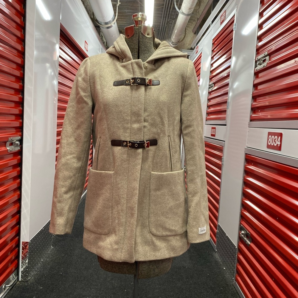 Calvin Klein Beige Hooded Trench Coat